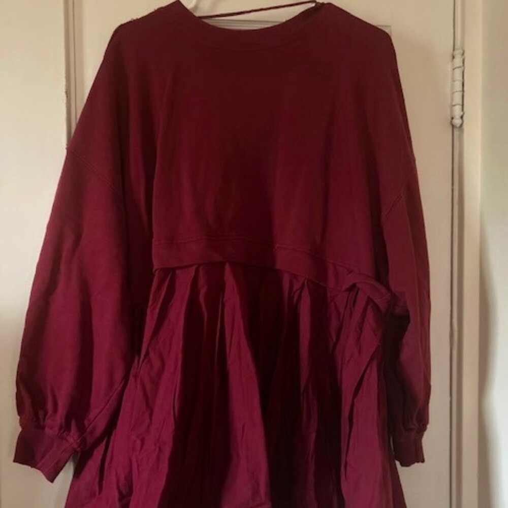 Free People Eleanor Sweatshirt Dress, size M, burgundy